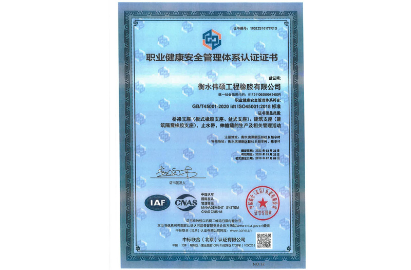 職業(yè)健康安全管理體系認(rèn)證證書(shū)